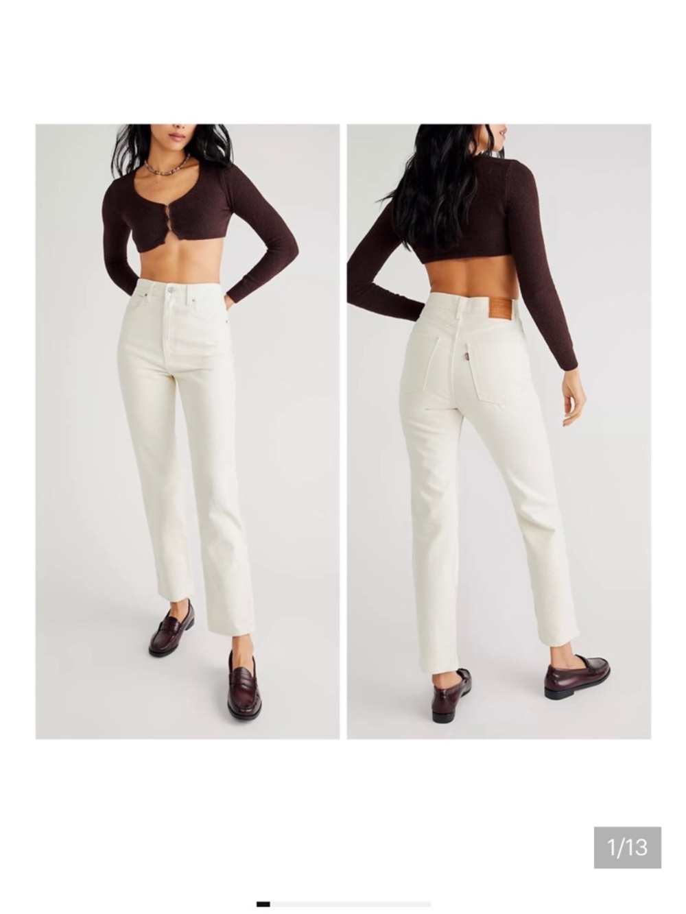 Levis Women's High-Rise Straight Leg Jeans in Ecru denim